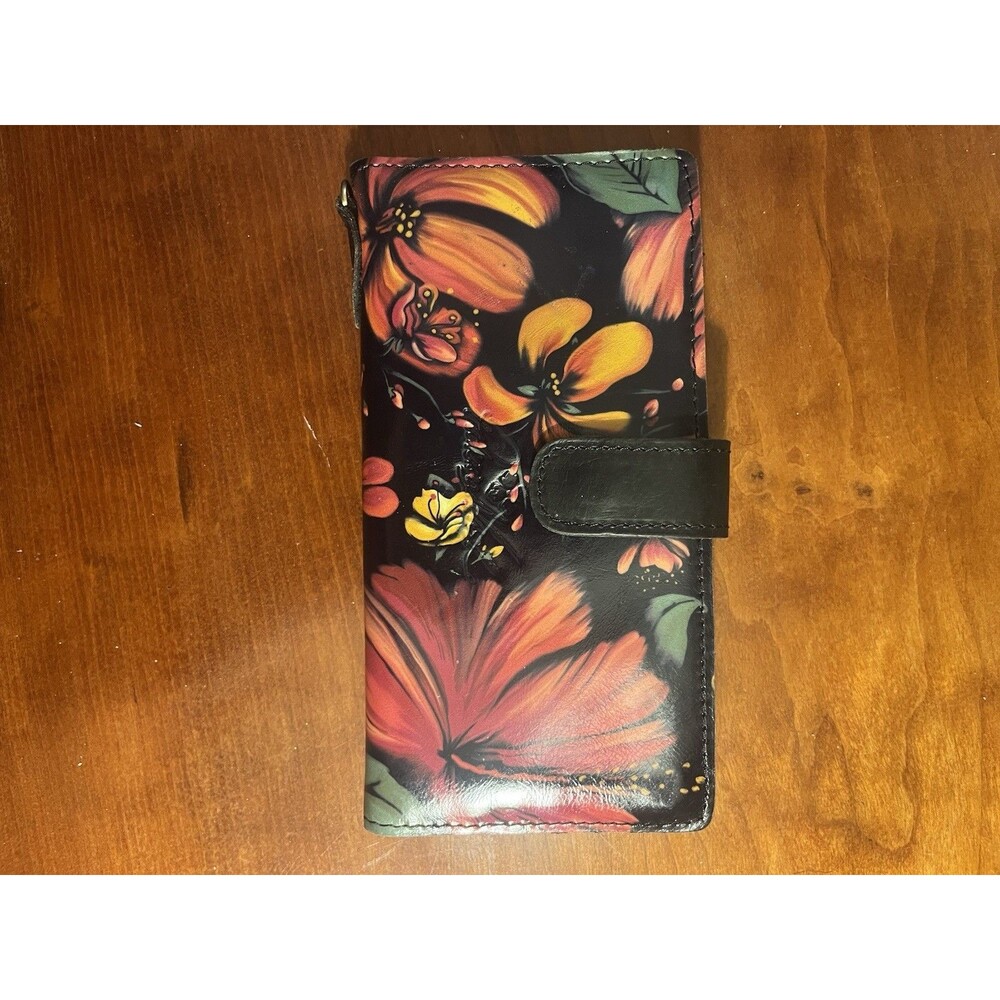 Patricia Nash Floral Leather Clutch Wallet Black/Multicolor - Picture 3 of 4